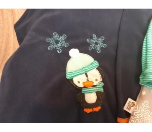 Stickdatei - Winterfreunde Doodle Appli Pinguin